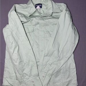 Wrangler Pearl Snap Shirt Mens Large Long Sleeve Green Western Cowboy Rodeo Work